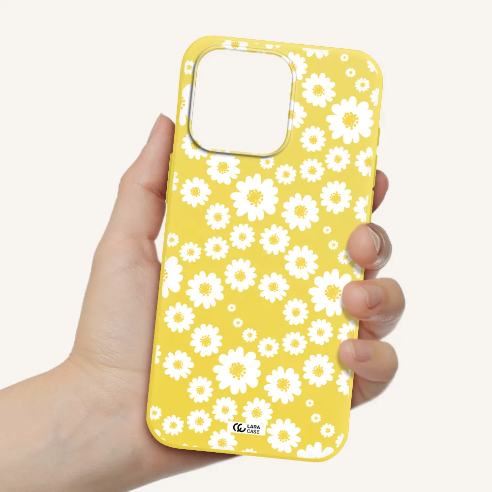 Papatia Pattern Apple Iphone 15 Pro max Silicone canary yellow Case
