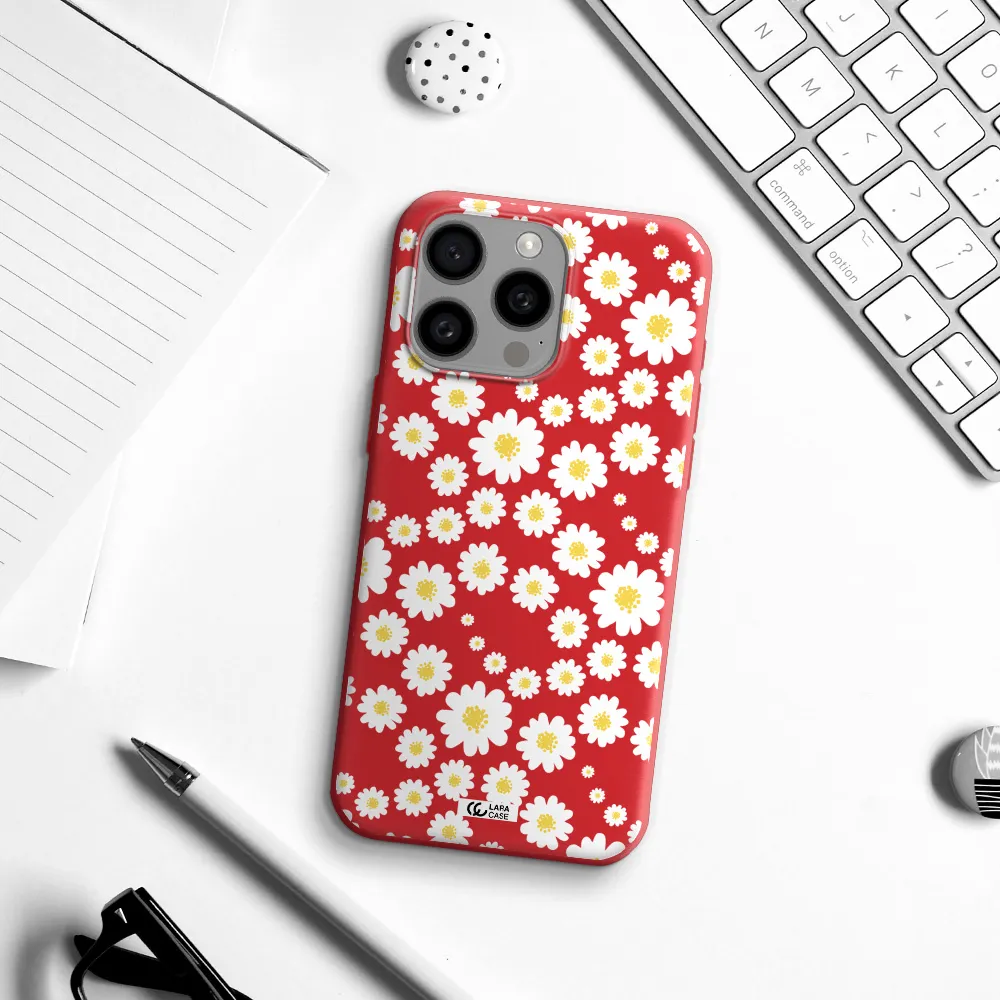Papatia Pattern Apple Iphone 15 Pro Max Silicone Imperial Red Case