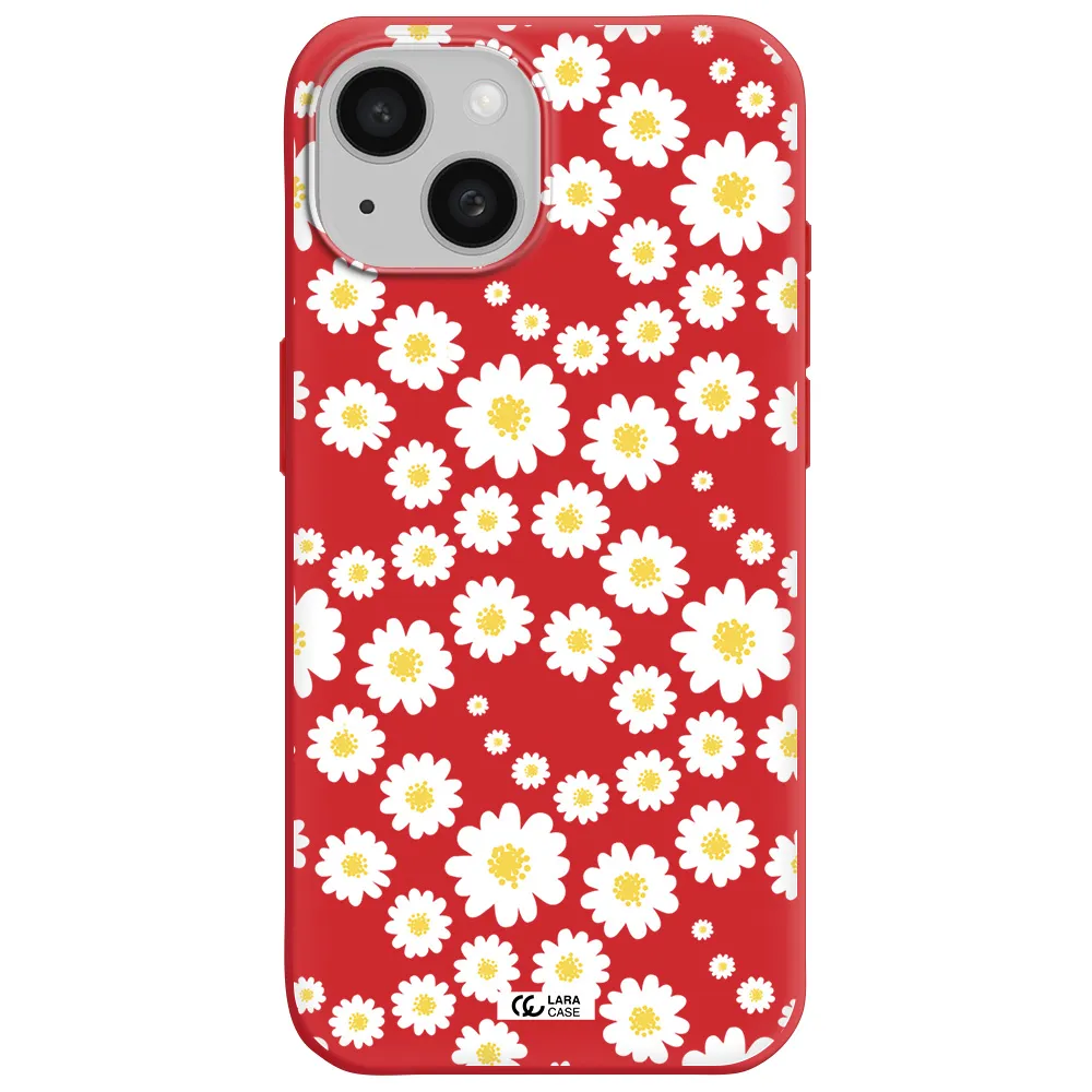 Papatia Pattern Apple Iphone 15 Silicone Imperial Red Case