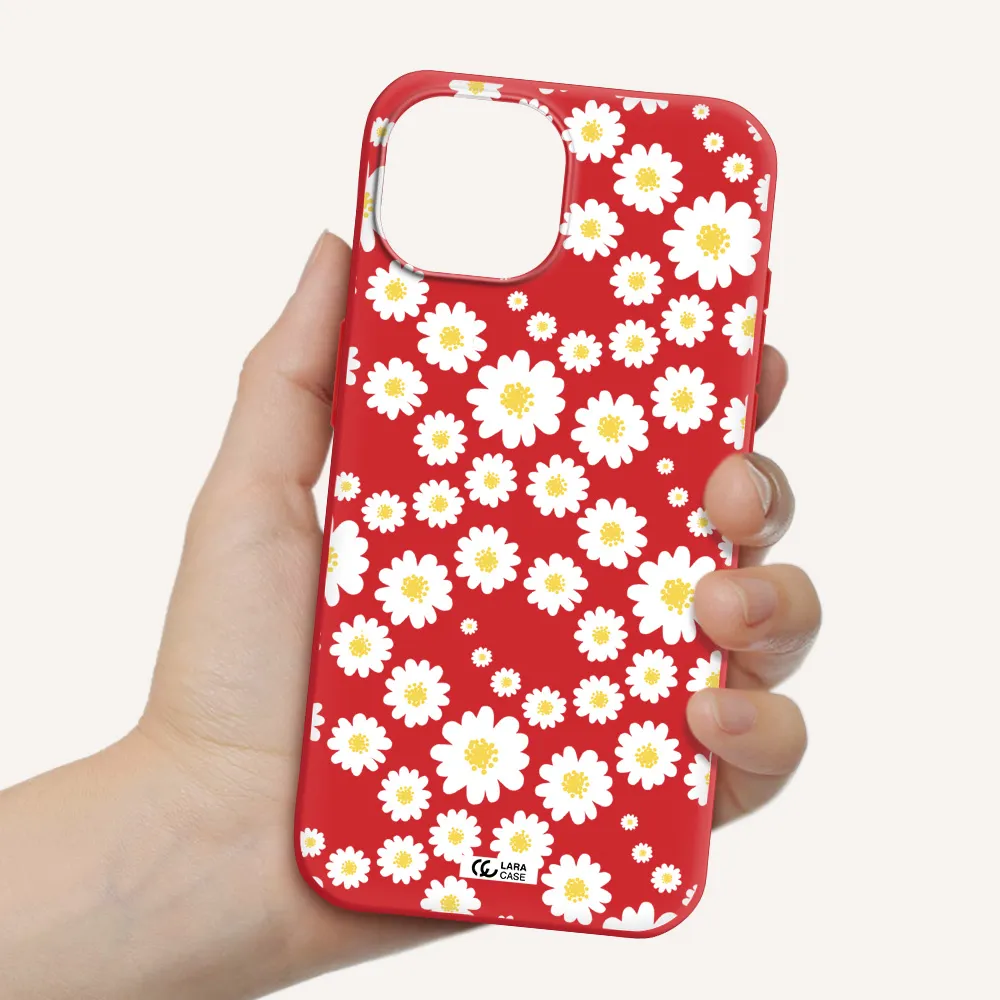 Papatia Pattern Apple Iphone 15 Silicone Imperial Red Case
