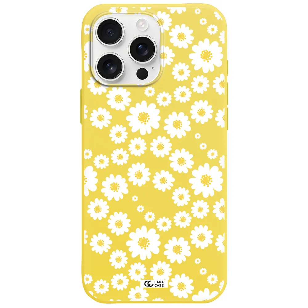 Papatia Pattern Apple Iphone 16 Pro Max Silicone Canary Yellow Case