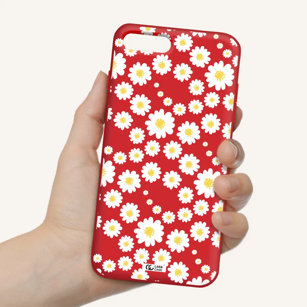 Papatia Pattern Apple iPhone 8 plus Silicone Imperial Red Case