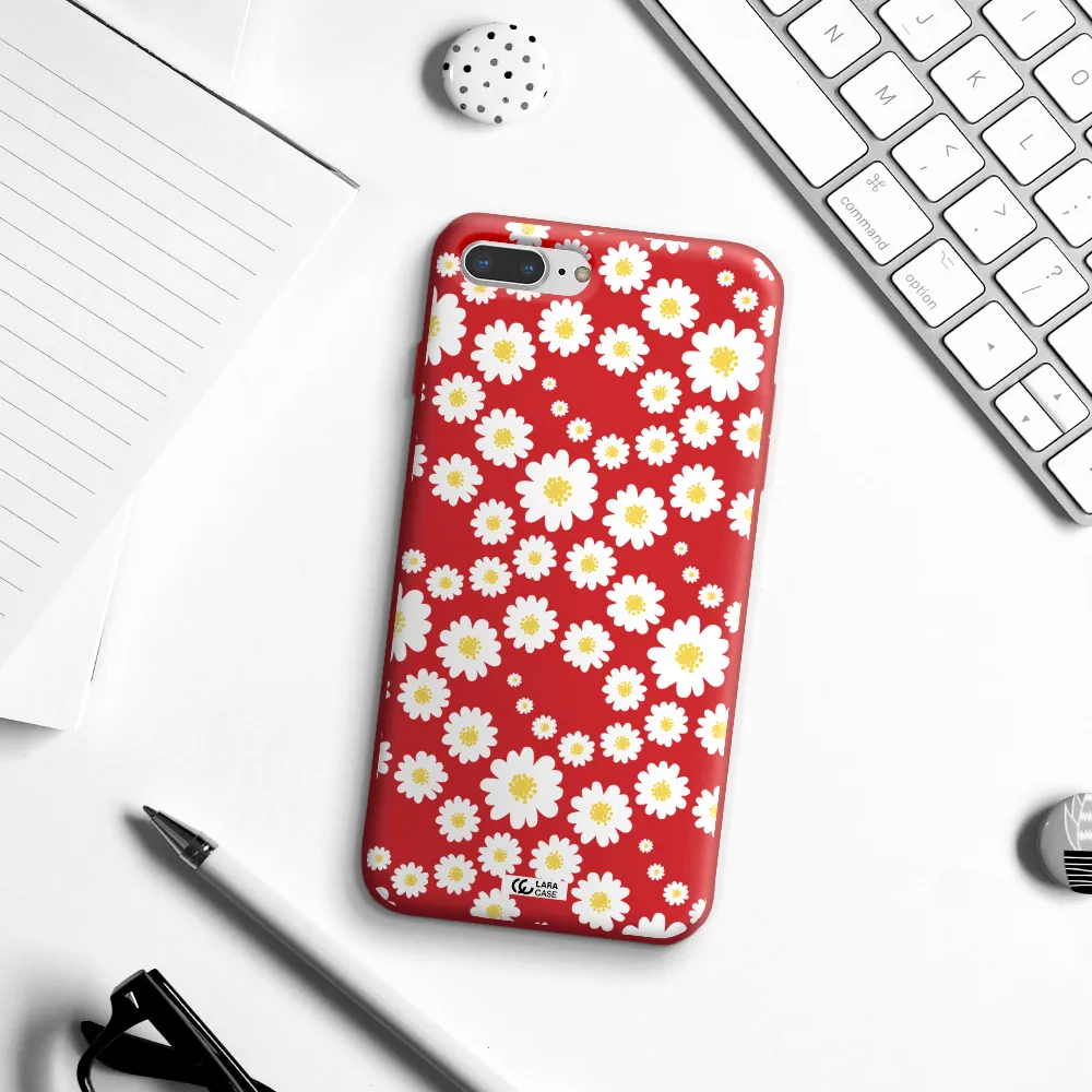 Papatia Pattern Apple iPhone 8 plus Silicone Imperial Red Case