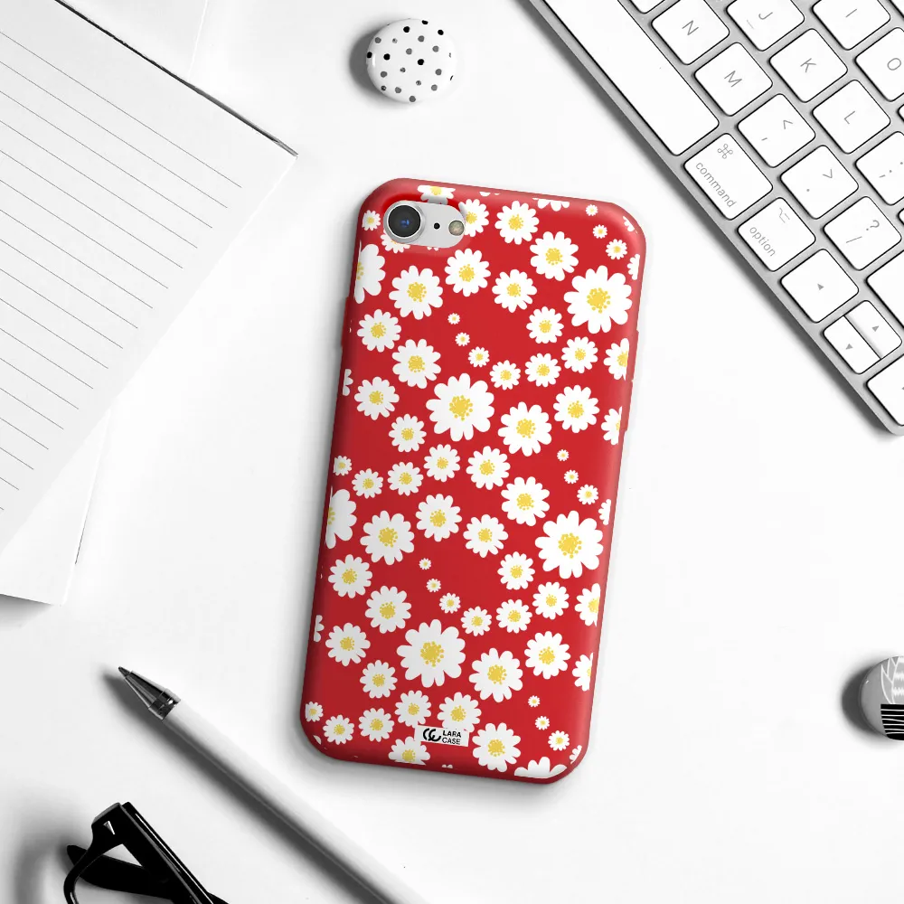 Papatia Pattern Apple iPhone 8 Silicone Imperial Red Case
