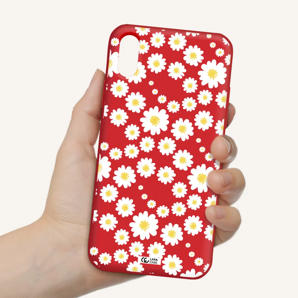 Papatia Pattern Apple iPhone X Silicone Imperial Red Case