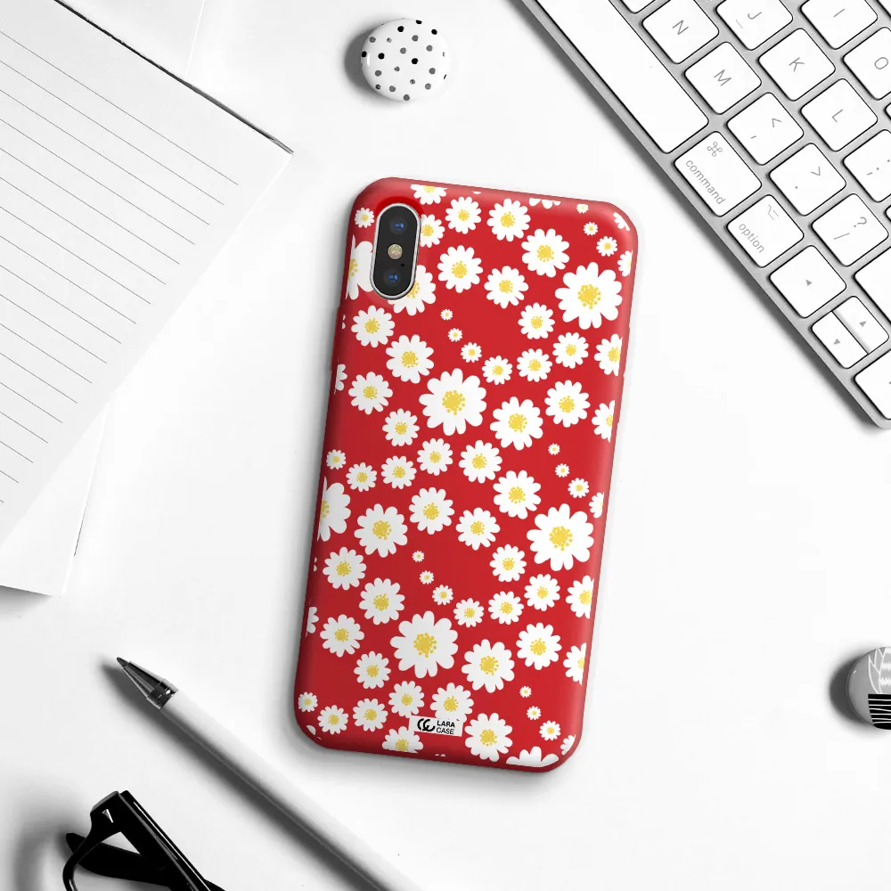 Papatia Pattern Apple iPhone X Silicone Imperial Red Case