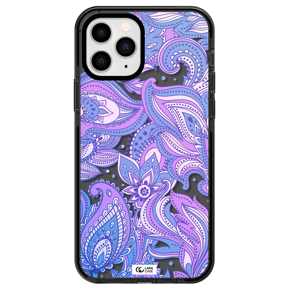 Purple Paisley Apple iPhone 11 pro impact Smoke Black Case