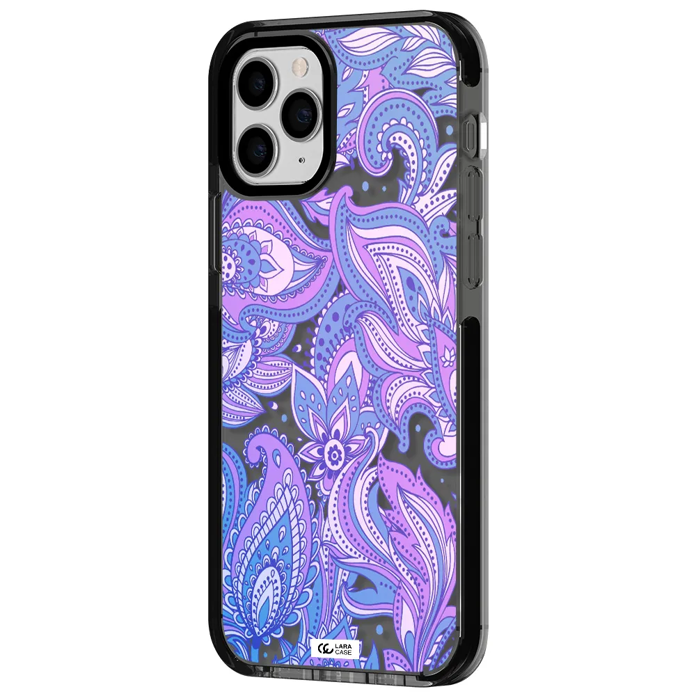 Purple Paisley Apple iPhone 11 pro impact Smoke Black Case