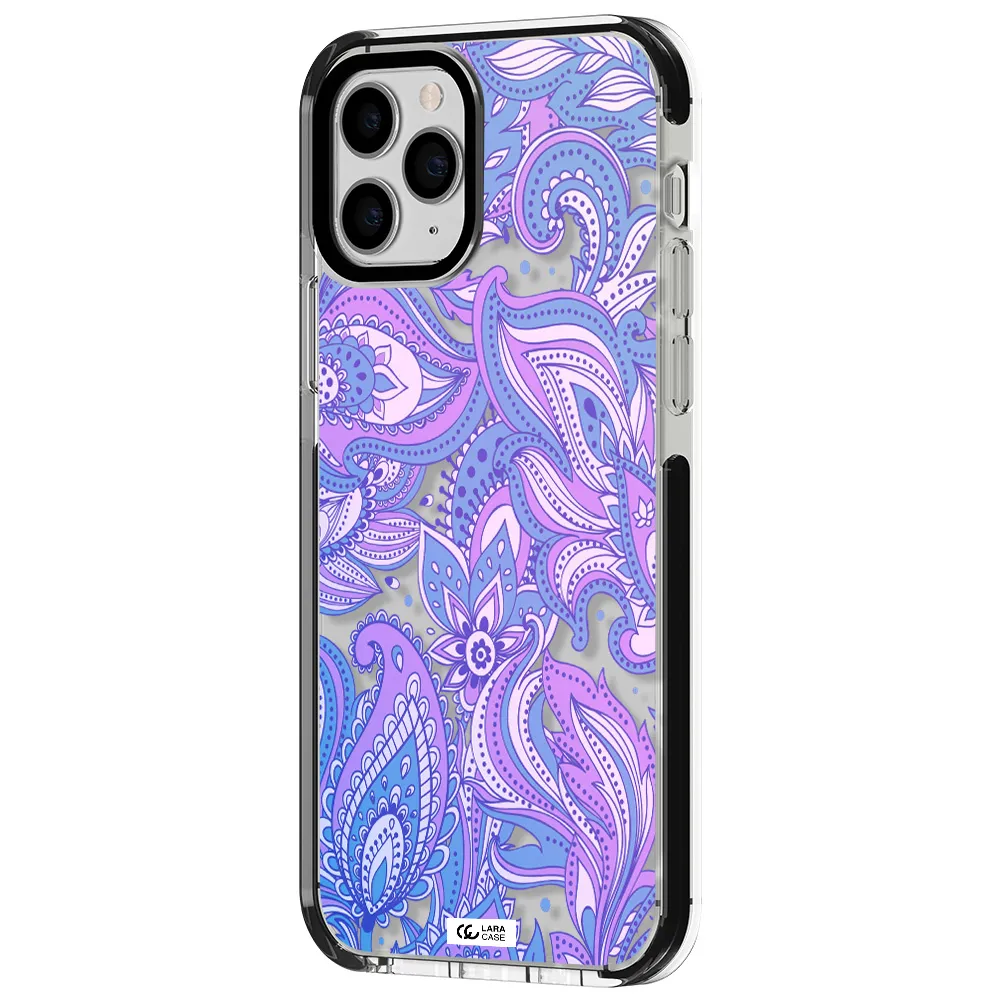 Purple Paisley Apple iPhone 11 pro max impact black border Case
