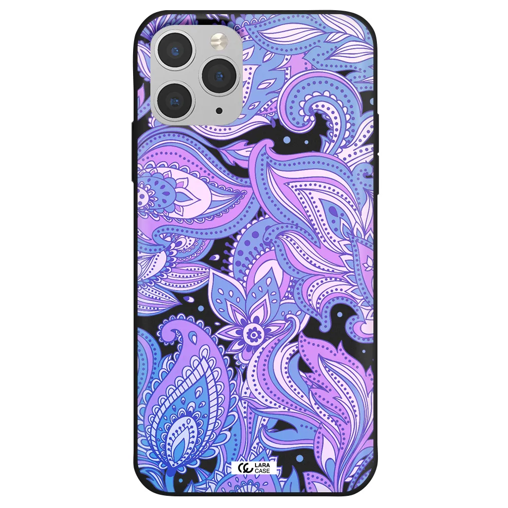 Purple Paisley Apple iPhone 11 pro max Silicone black Case