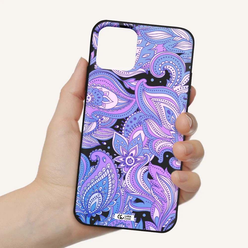 Purple Paisley Apple iPhone 11 pro max Silicone black Case