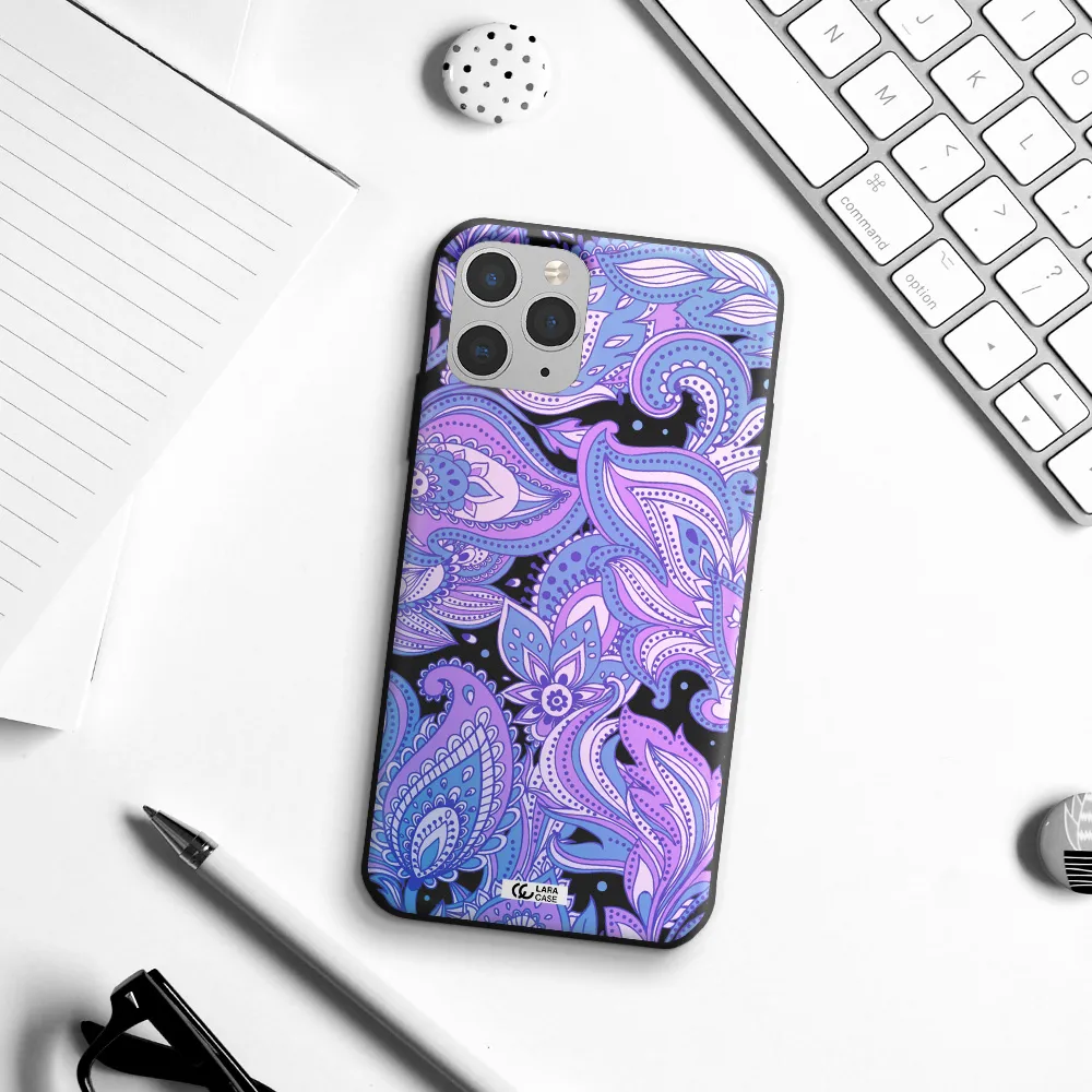 Purple Paisley Apple iPhone 11 pro max Silicone black Case