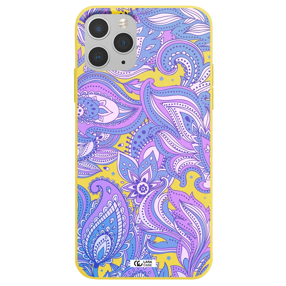 Purple Paisley Apple iPhone 11 pro max Silicone canary yellow Case