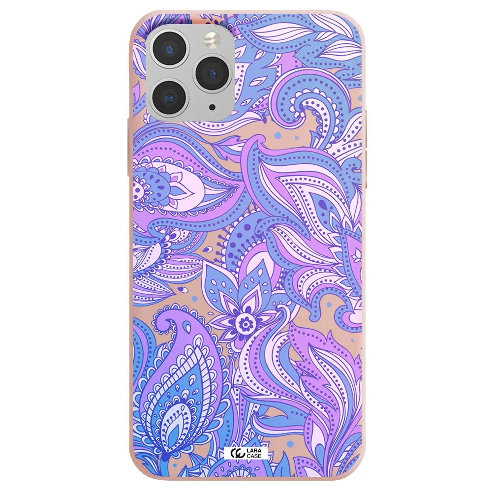 Purple Paisley Apple iPhone 11 pro max Silicone pastel pink Case