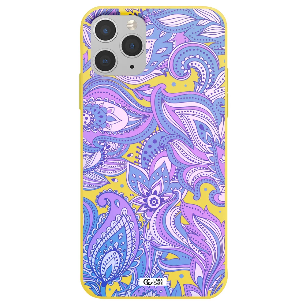 Purple Paisley Apple iPhone 11 pro Silicone canary yellow Case