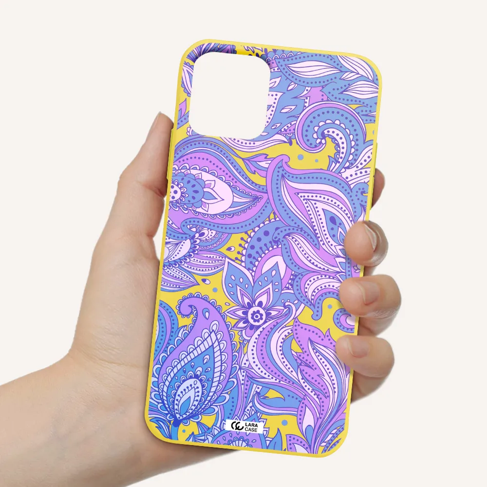 Purple Paisley Apple iPhone 11 pro Silicone canary yellow Case