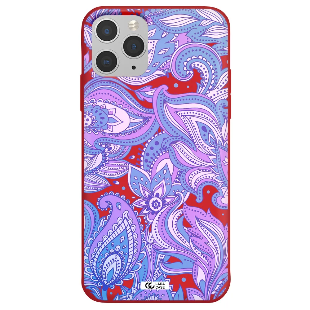 Purple Paisley Apple iPhone 11 pro Silicone Imperial Red Case