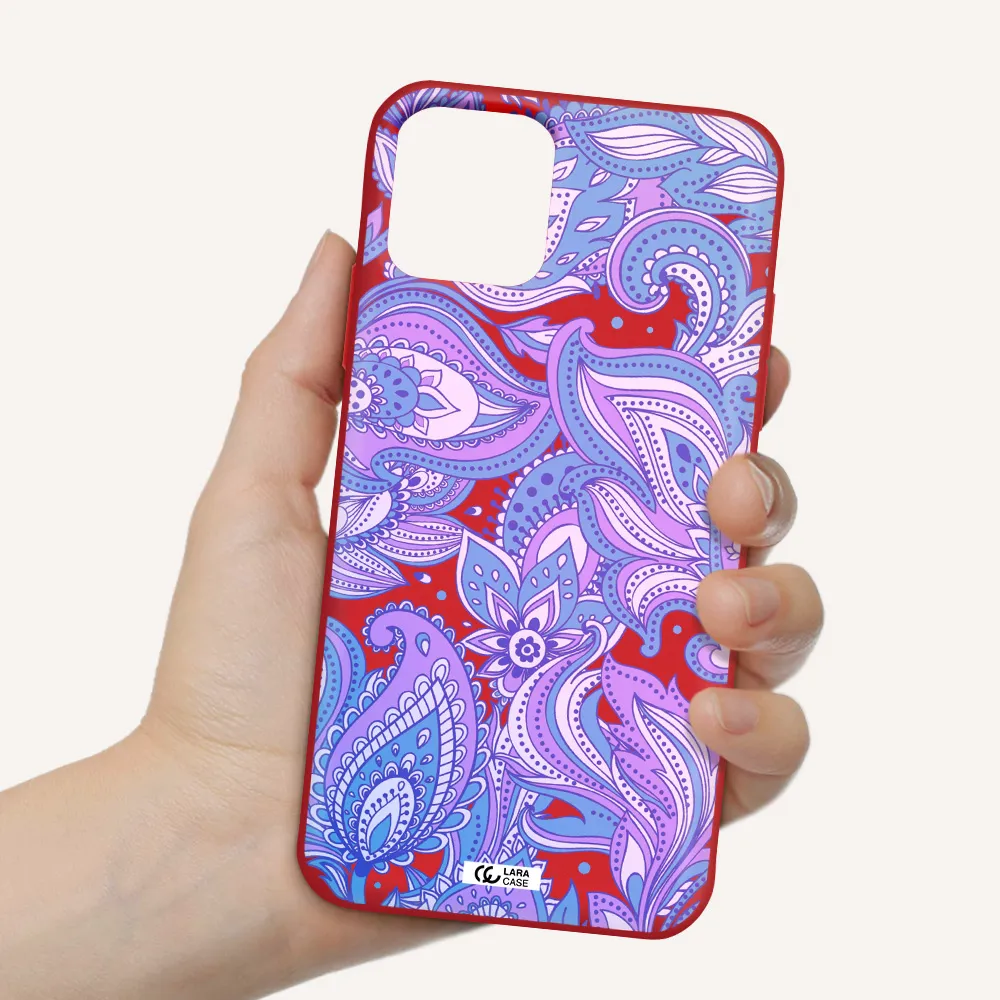Purple Paisley Apple iPhone 11 pro Silicone Imperial Red Case