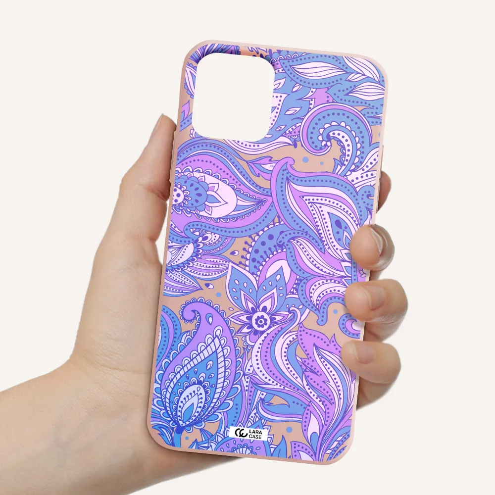 Purple Paisley Apple iPhone 11 pro Silicone pastel pink Case