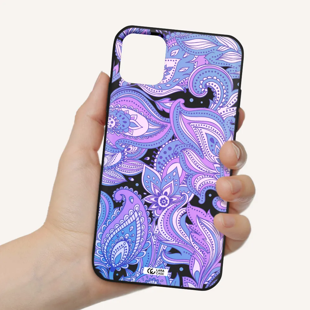 Purple Paisley Apple iPhone 11 Silicone black Case