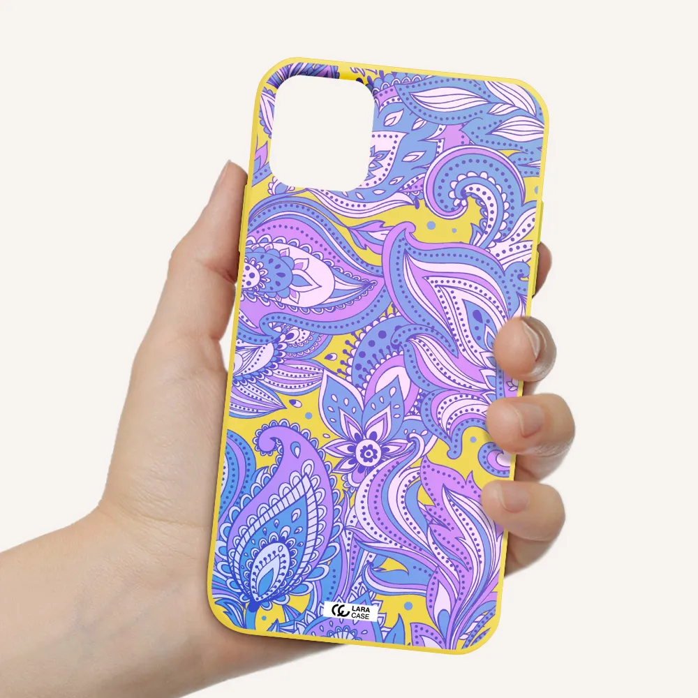 Purple Paisley Apple iPhone 11 Silicone canary yellow Case