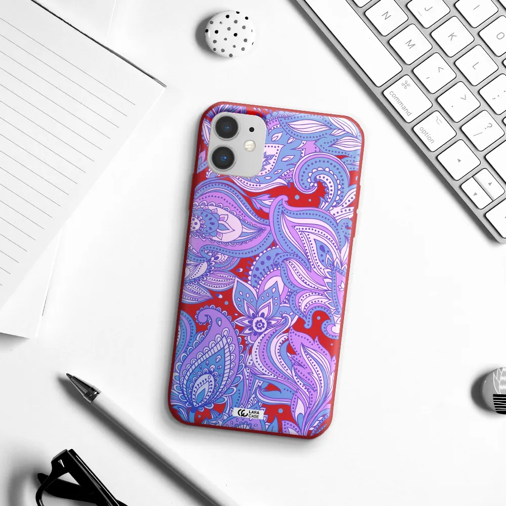 Purple Paisley Apple iPhone 11 Silicone Imperial Red Case