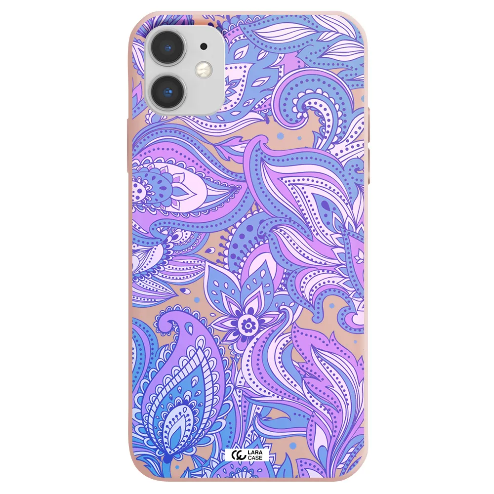 Purple Paisley Apple iPhone 11 Silicone pastel pink Case