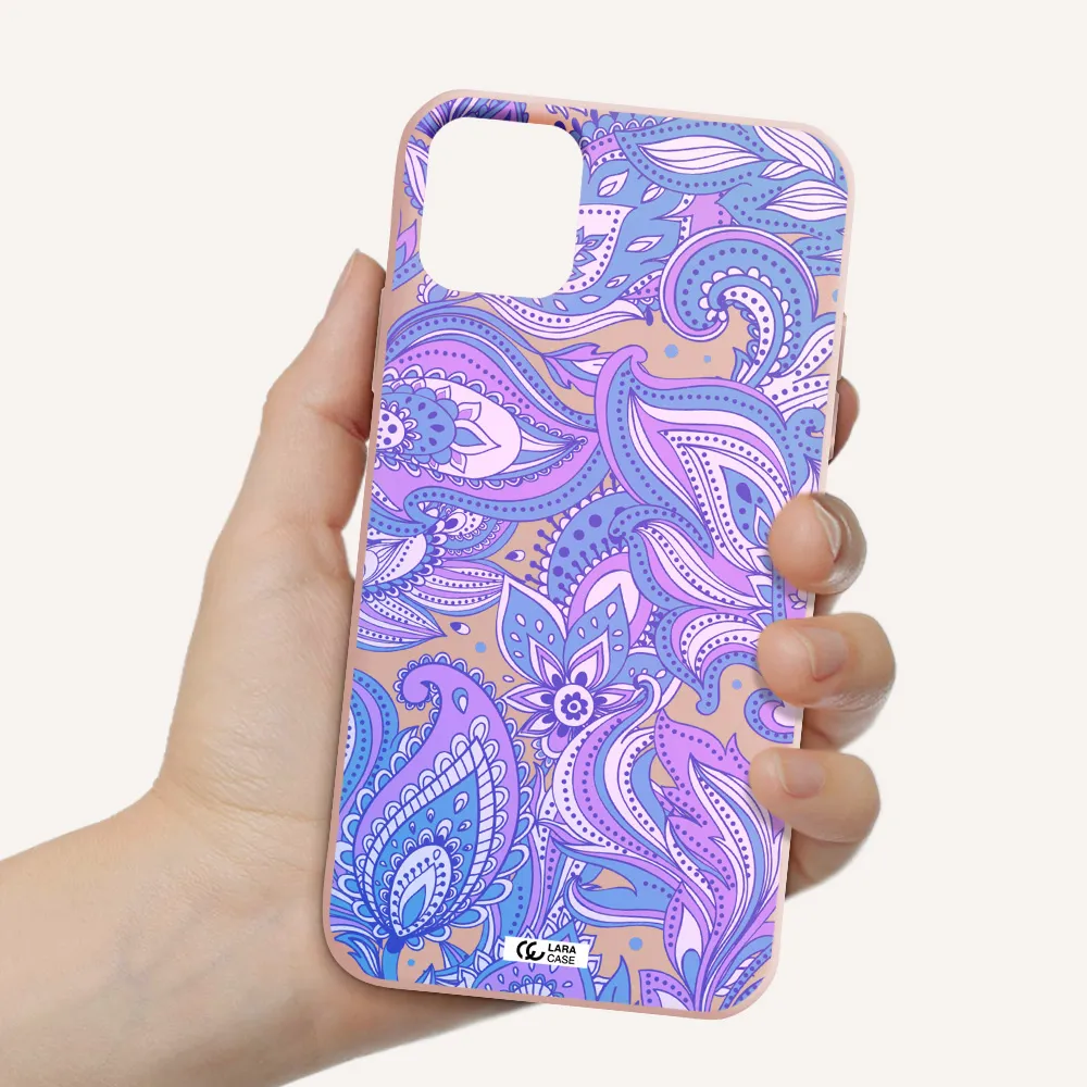 Purple Paisley Apple iPhone 11 Silicone pastel pink Case