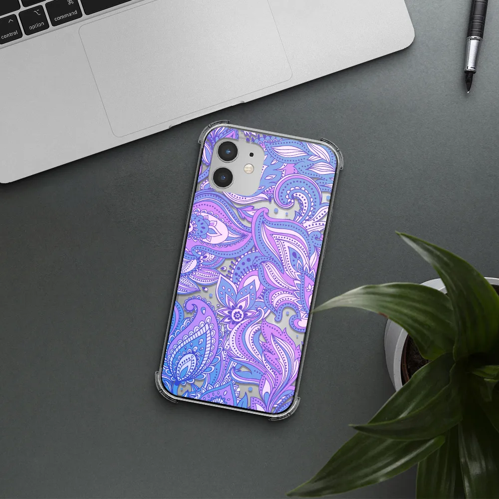 Purple Paisley Apple iPhone 12 Clear PC Case
