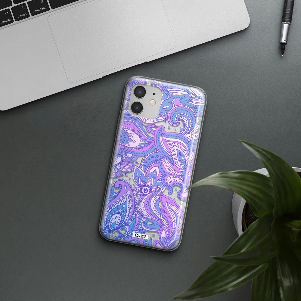 Purple Paisley Apple iPhone 12 Clear TPU Case