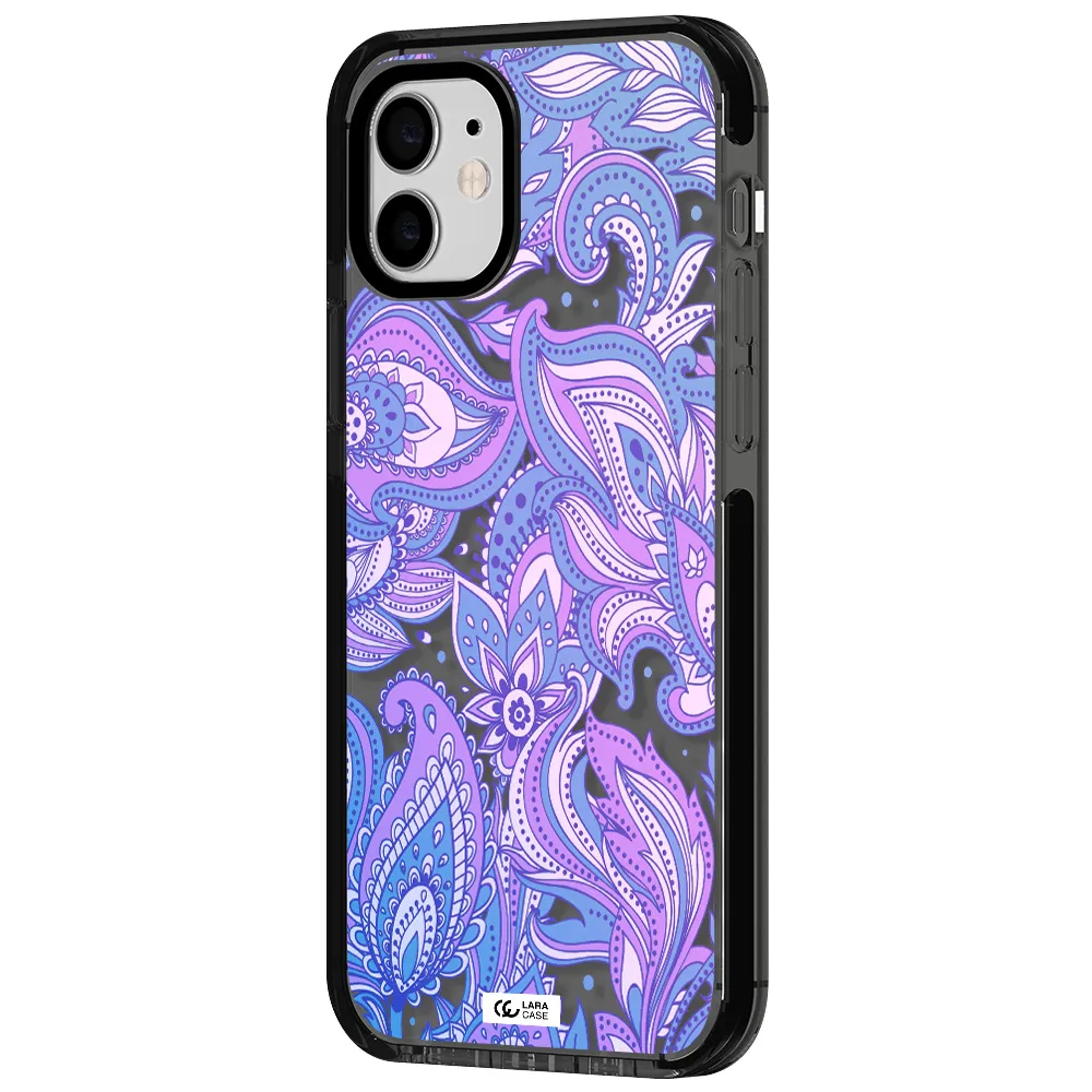 Purple Paisley Apple iPhone 12 impact Smoke Black Case