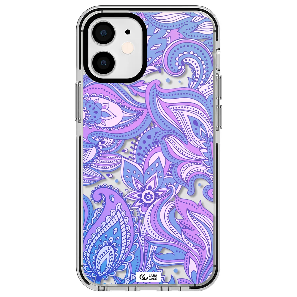 Purple Paisley Apple iPhone 12 mini impact black border Case