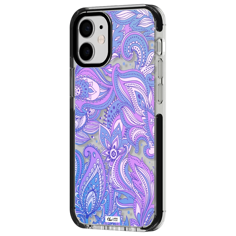 Purple Paisley Apple iPhone 12 mini impact black border Case
