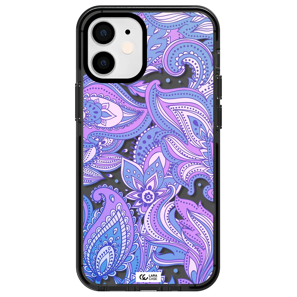 Purple Paisley Apple iPhone 12 mini impact Smoke Black Case