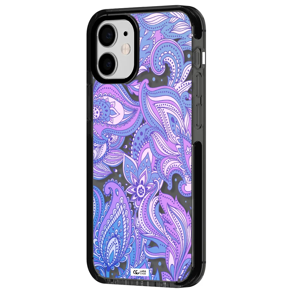 Purple Paisley Apple iPhone 12 mini impact Smoke Black Case