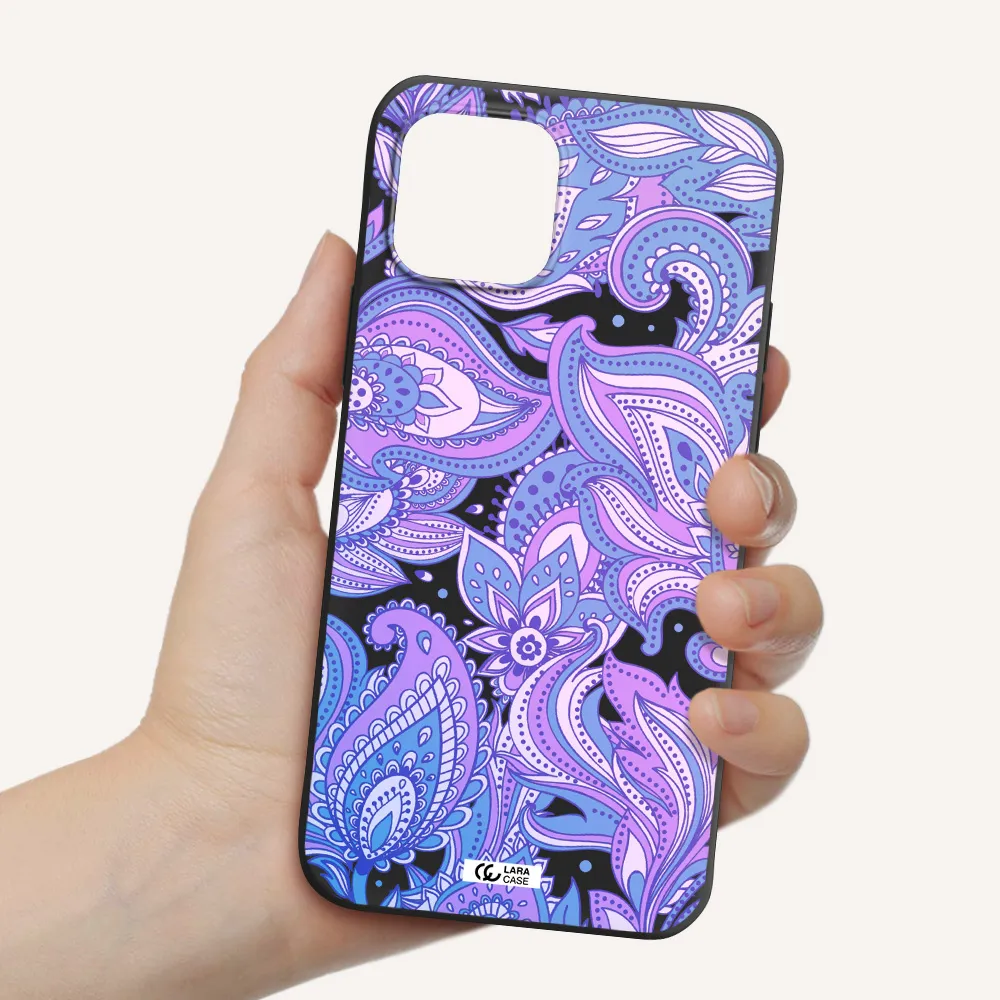Purple Paisley Apple iPhone 12 mini Silicone black Case
