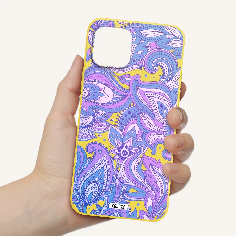 Purple Paisley Apple iPhone 12 mini Silicone canary yellow Case