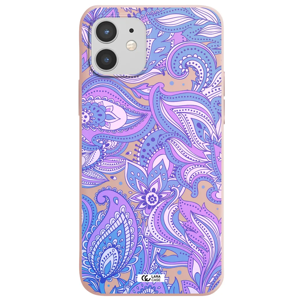 Purple Paisley Apple iPhone 12 mini Silicone pastel pink Case