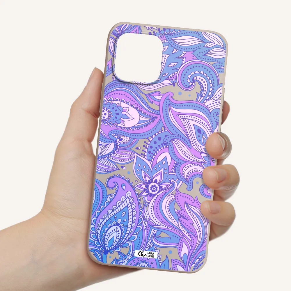 Purple Paisley Apple iPhone 12 mini Silicone Stone Case