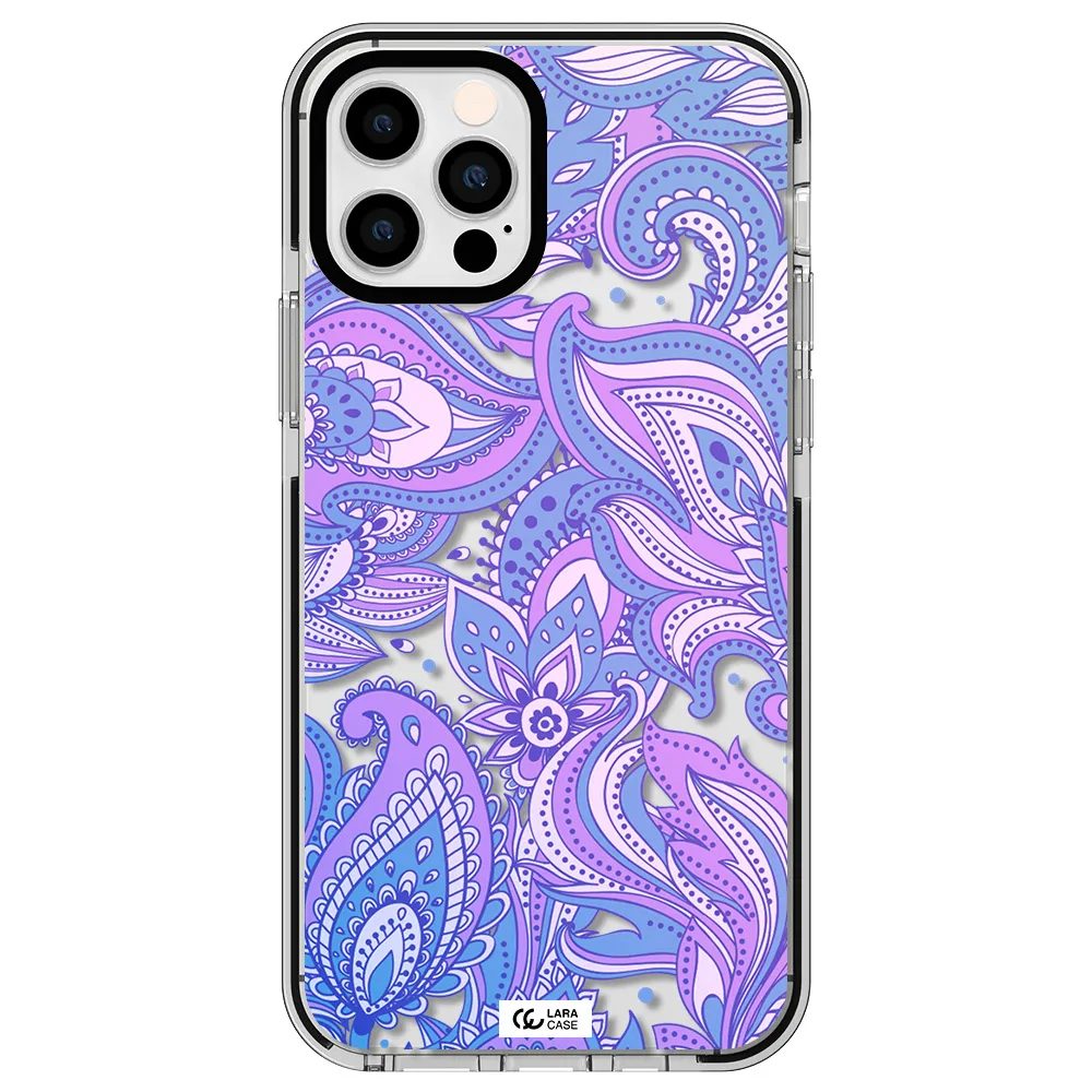 Purple Paisley Apple iPhone 12 pro impact black border Case