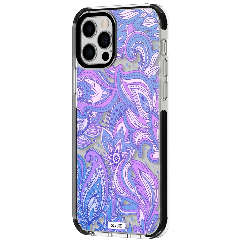 Purple Paisley Apple iPhone 12 pro impact black border Case