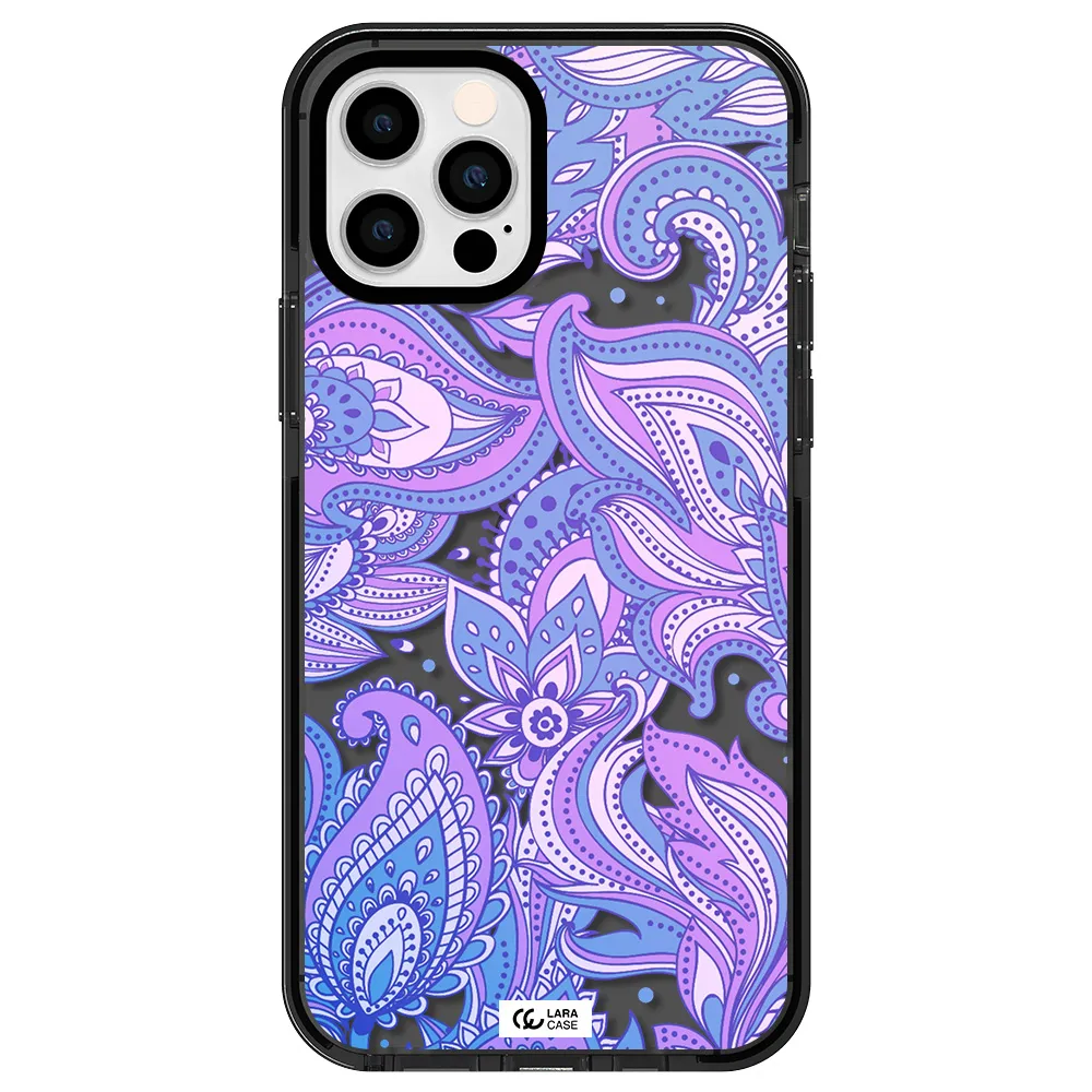 Purple Paisley Apple iPhone 12 pro impact Smoke Black Case