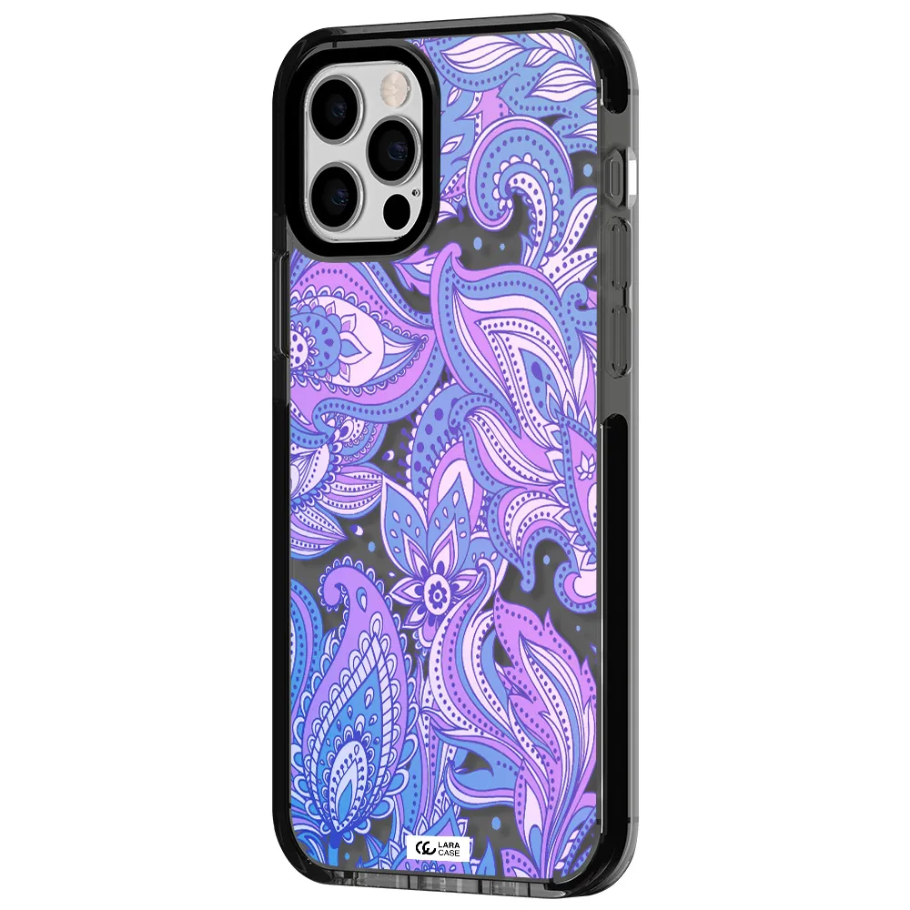 Purple Paisley Apple iPhone 12 pro impact Smoke Black Case