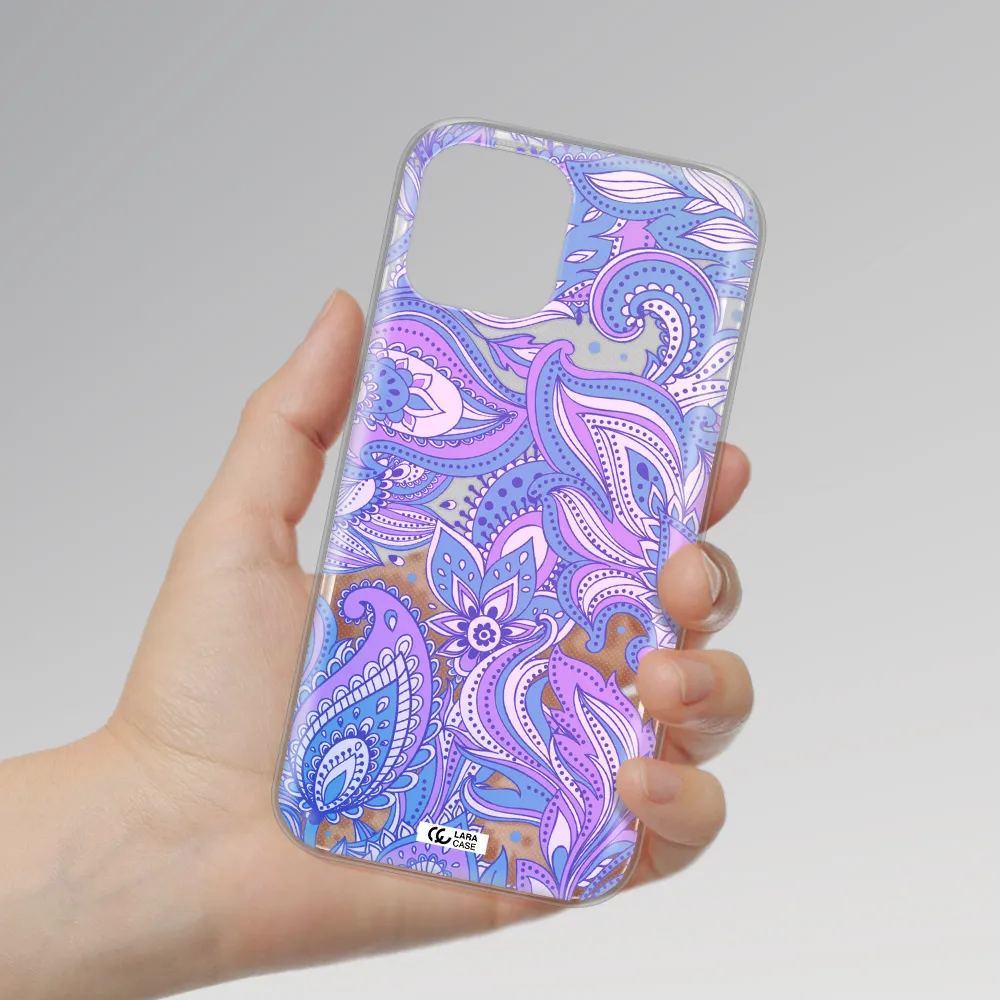 Purple Paisley Apple iPhone 12 pro max Clear TPU Case