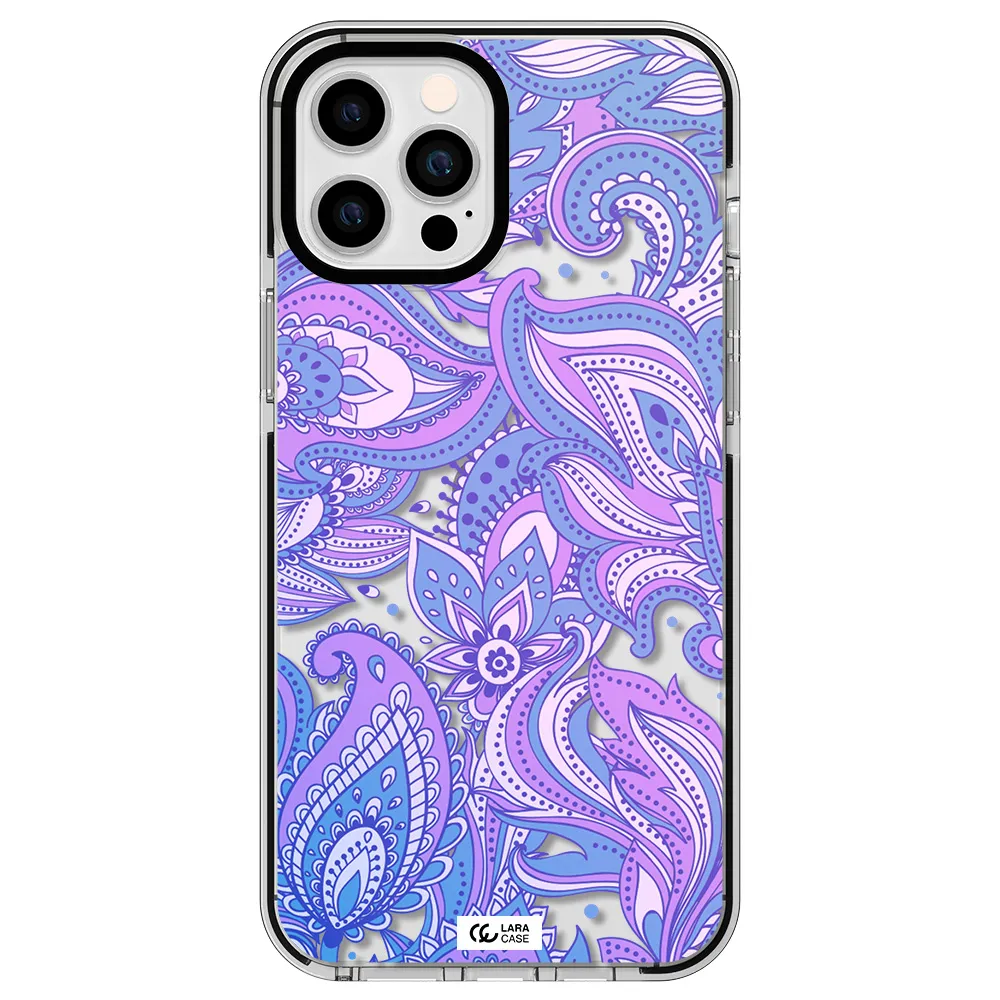 Purple Paisley Apple iPhone 12 pro max impact black border Case