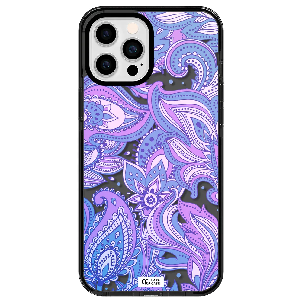Purple Paisley Apple iPhone 12 pro max impact Smoke Black Case