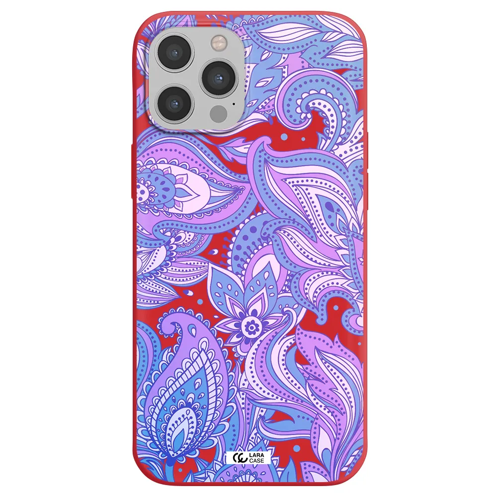Purple Paisley Apple iPhone 12 pro max Silicone Imperial Red Case