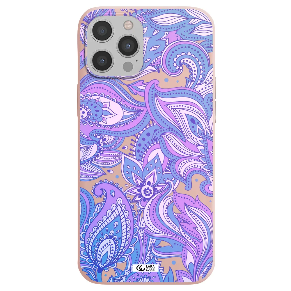 Purple Paisley Apple iPhone 12 pro max Silicone pastel pink Case