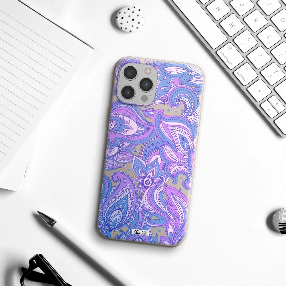 Purple Paisley Apple iPhone 12 pro max Silicone Stone Case