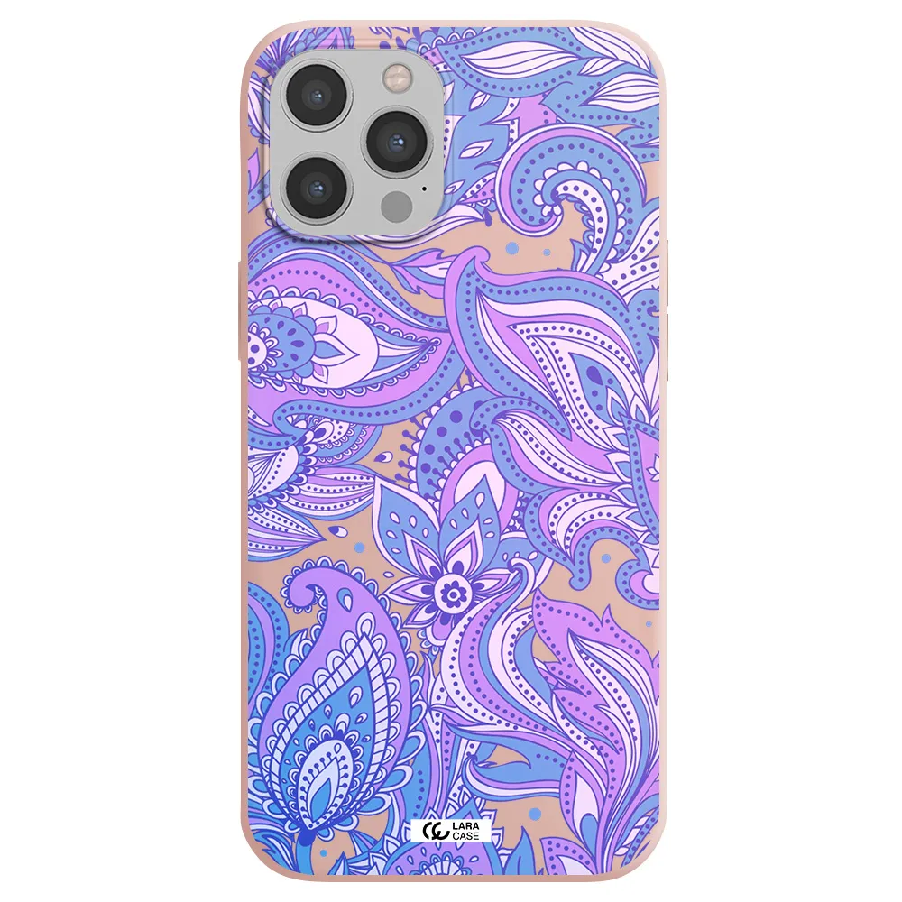 Purple Paisley Apple iPhone 12 pro Silicone pastel pink Case